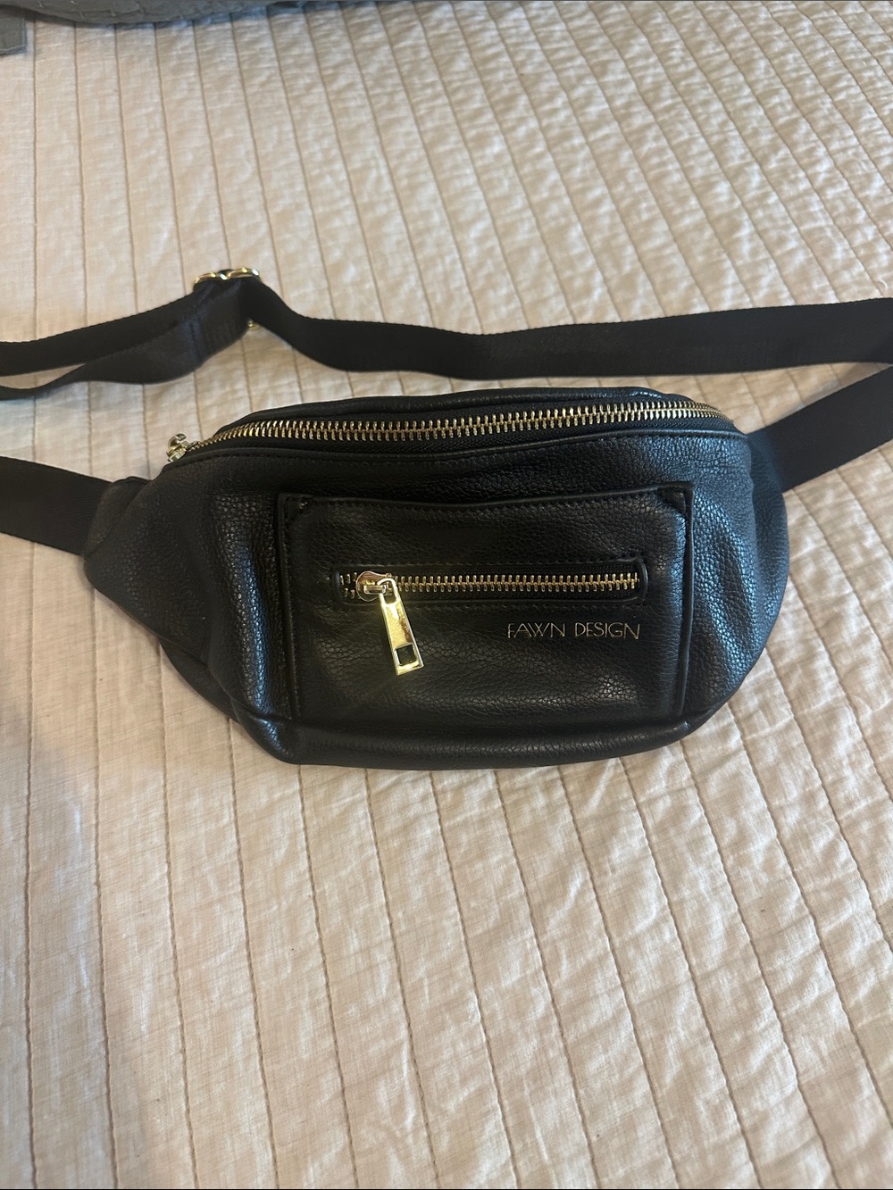 Fawn Design Black Leather Waist Bag with Gold Hardware